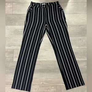 Striped Straight Leg Pants | Navy Blue and White